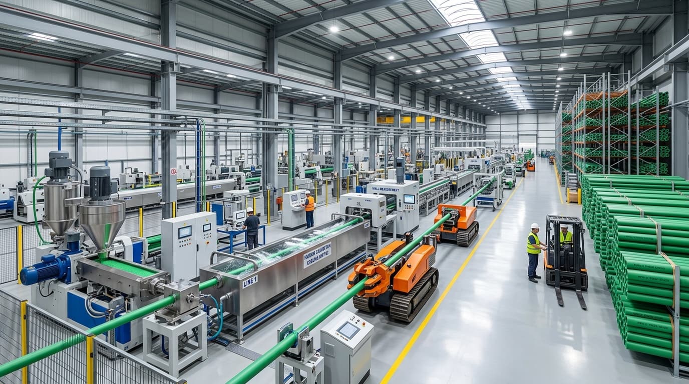 Illustrative pipe extrusion production line